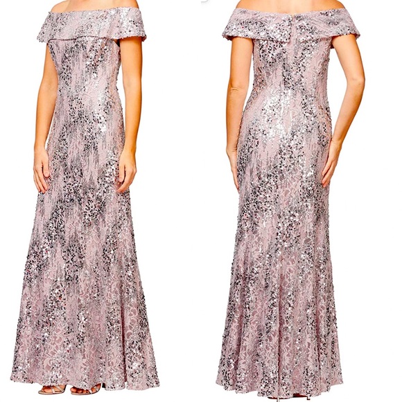 *NWT* Alex Evenings Off Shoulder Gown - Picture 1 of 6